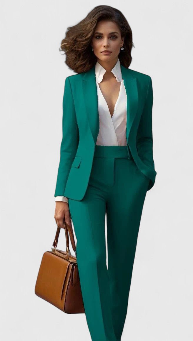 Women's Tailored Business Suit Set Professional Blazer Trousers