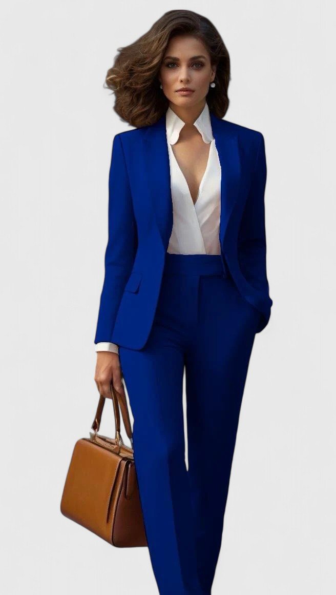Women's Tailored Business Suit Set Professional Blazer Trousers