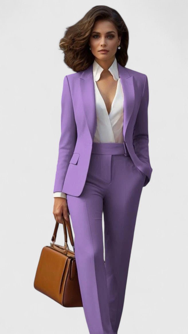 Women's Tailored Business Suit Set Professional Blazer Trousers