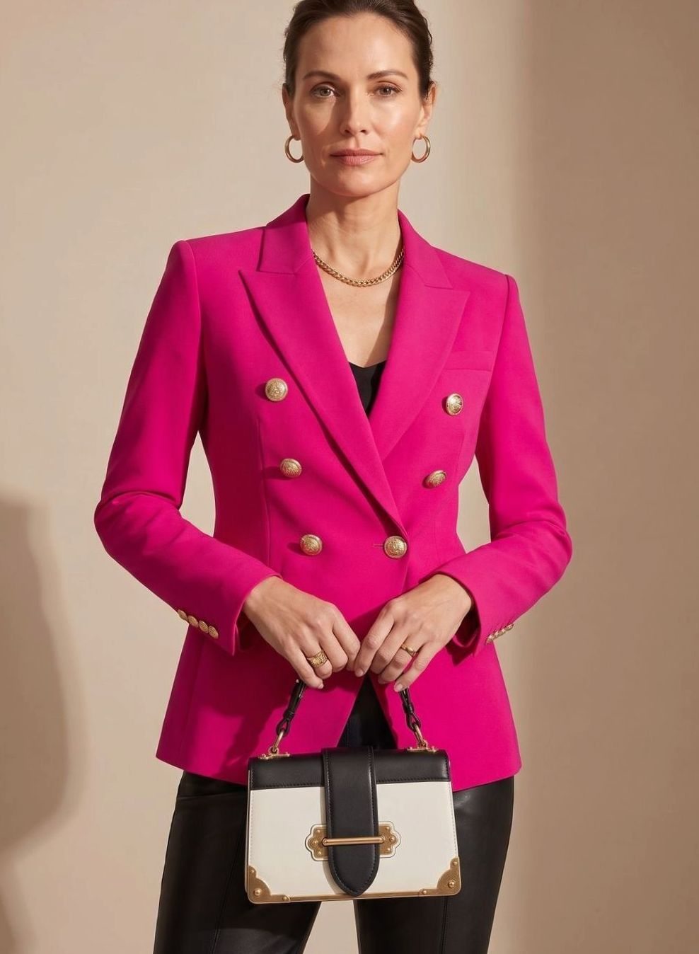 Aria | Women's Tailored Double-Breasted Gold-Button Blazer