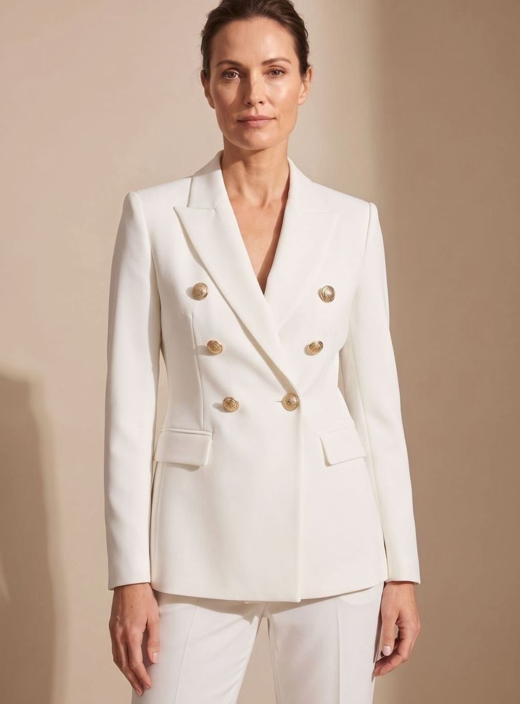Aria | Women's Tailored Double-Breasted Gold-Button Blazer