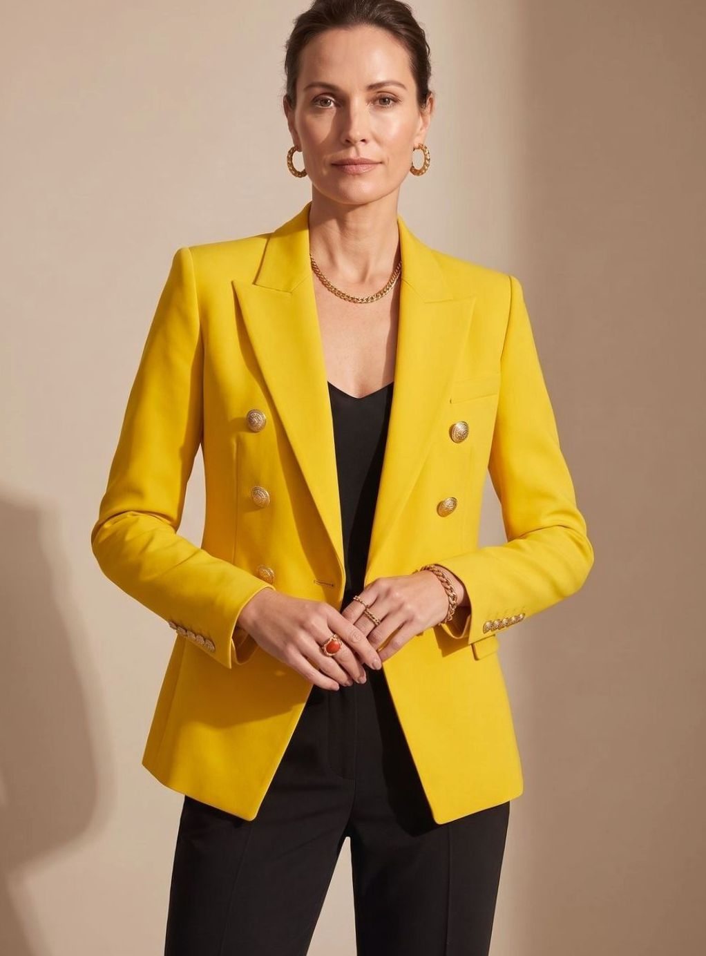 Aria | Women's Tailored Double-Breasted Gold-Button Blazer