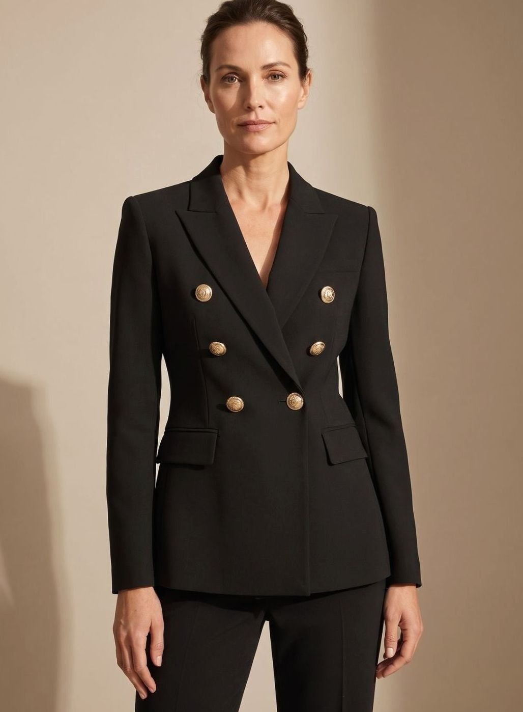 Aria | Women's Tailored Double-Breasted Gold-Button Blazer