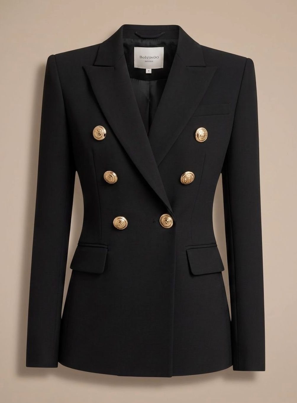 Aria | Women's Tailored Double-Breasted Gold-Button Blazer