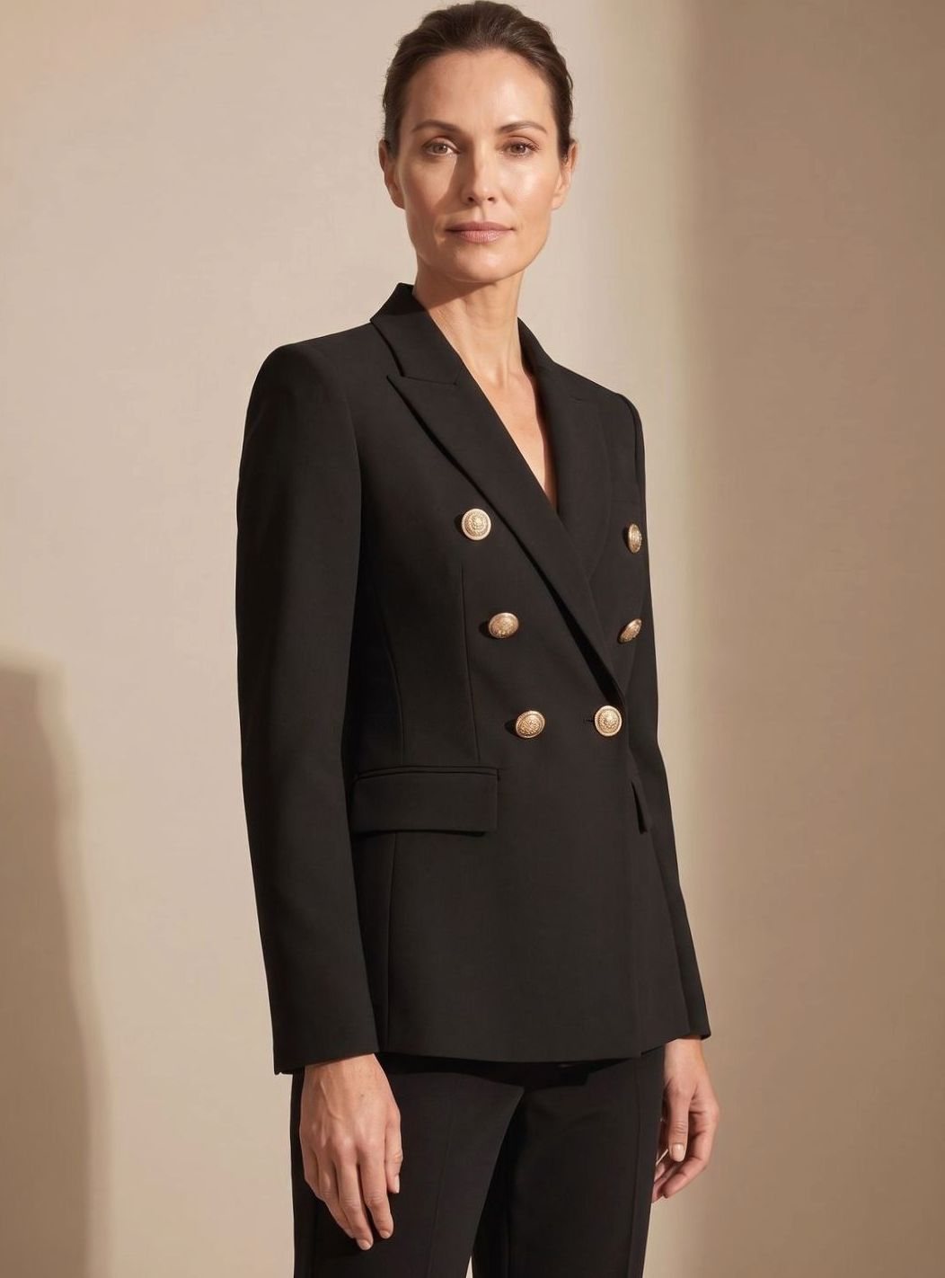 Aria | Women's Tailored Double-Breasted Gold-Button Blazer