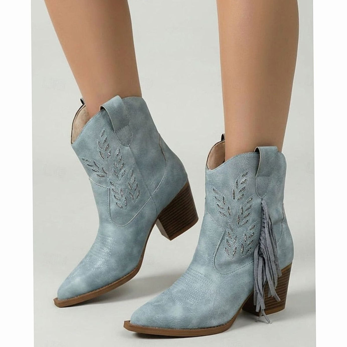 Emma | Women's Tasseled Western Cowboy Ankle Boots Block Heel
