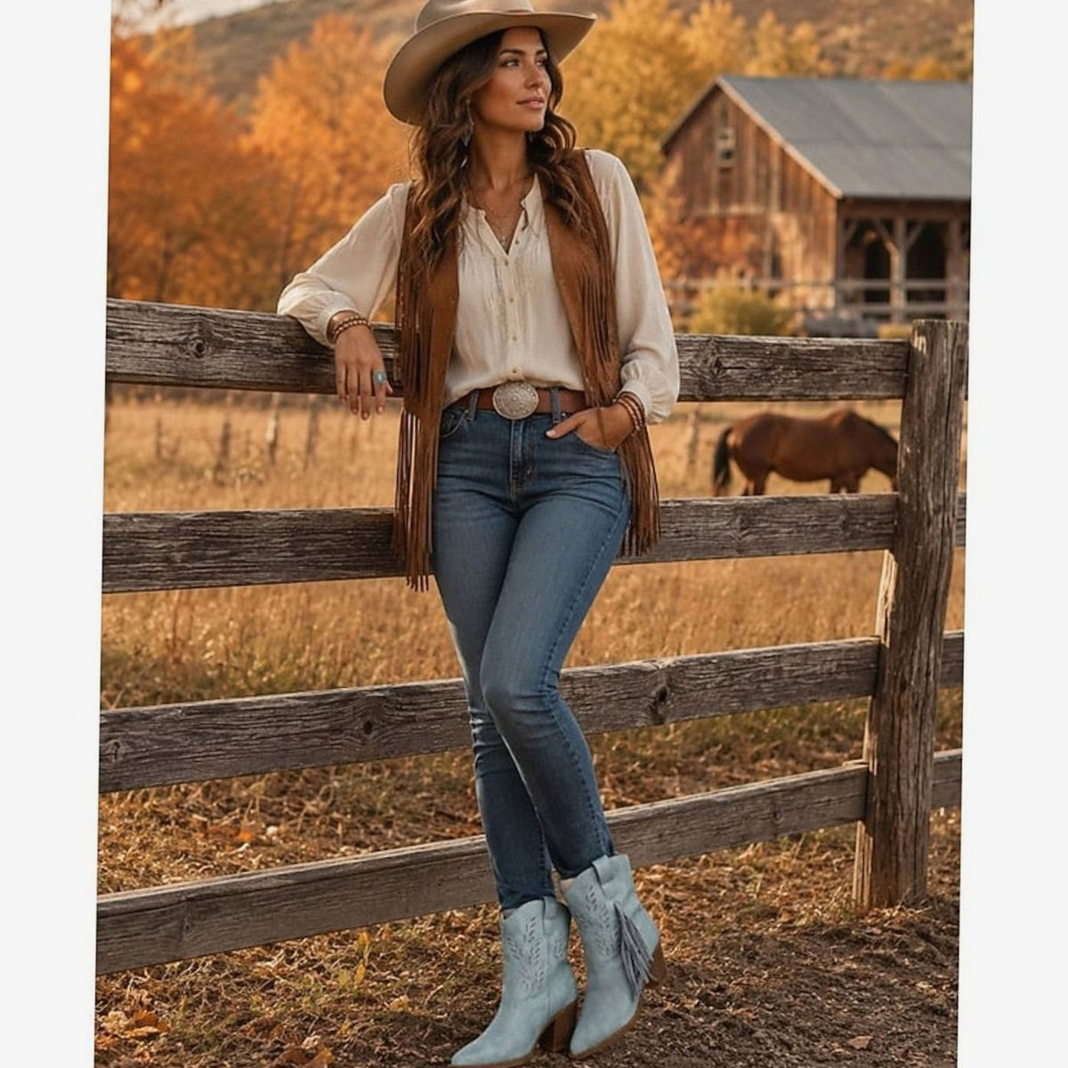 Emma | Women's Tasseled Western Cowboy Ankle Boots Block Heel