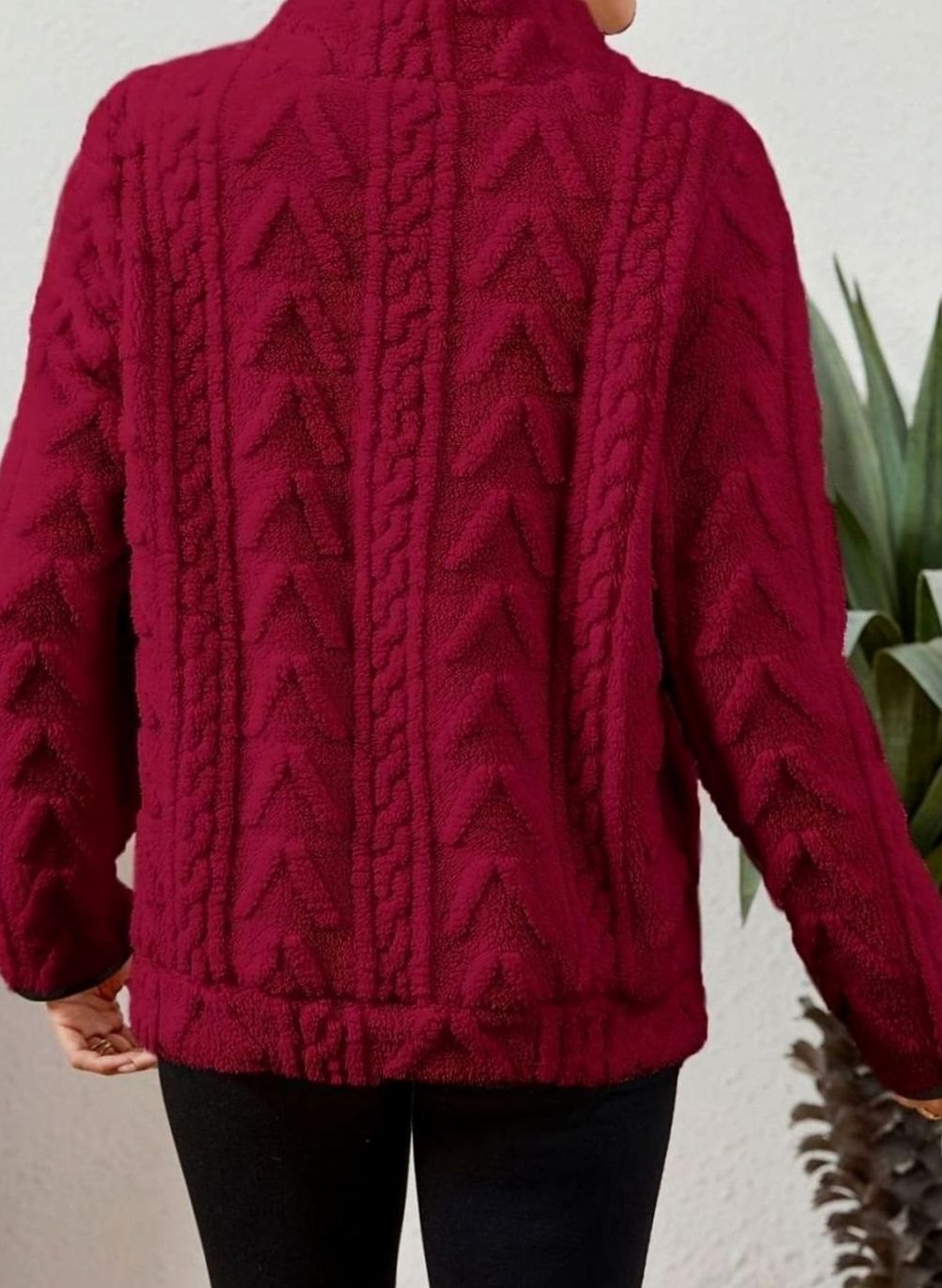 Victoria | Women's Textured Fleece Half-Zip Kangaroo Pocket Pullover Sweater