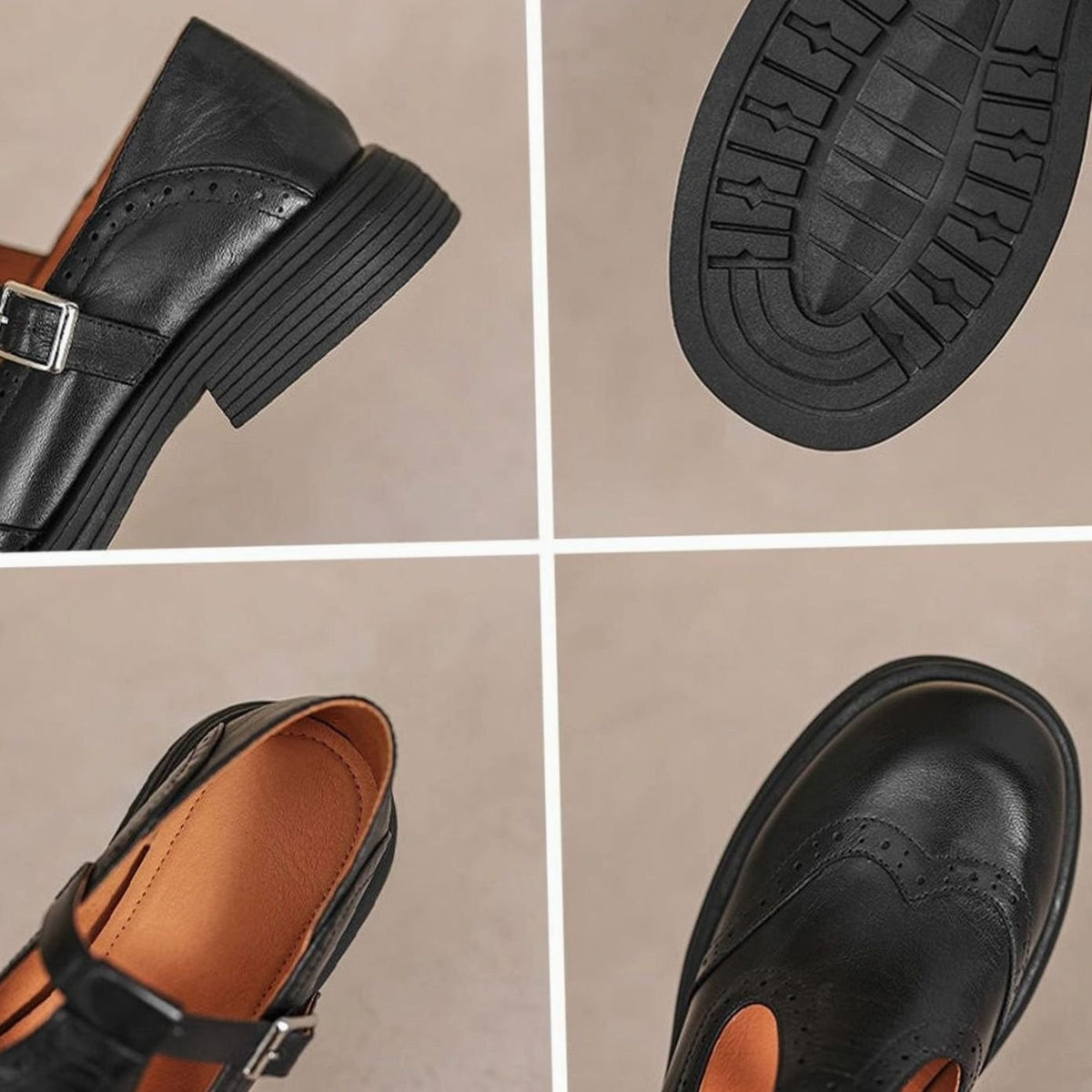 Olivia | Women's Vintage Brogue T-Strap Mary Jane Flat Shoes
