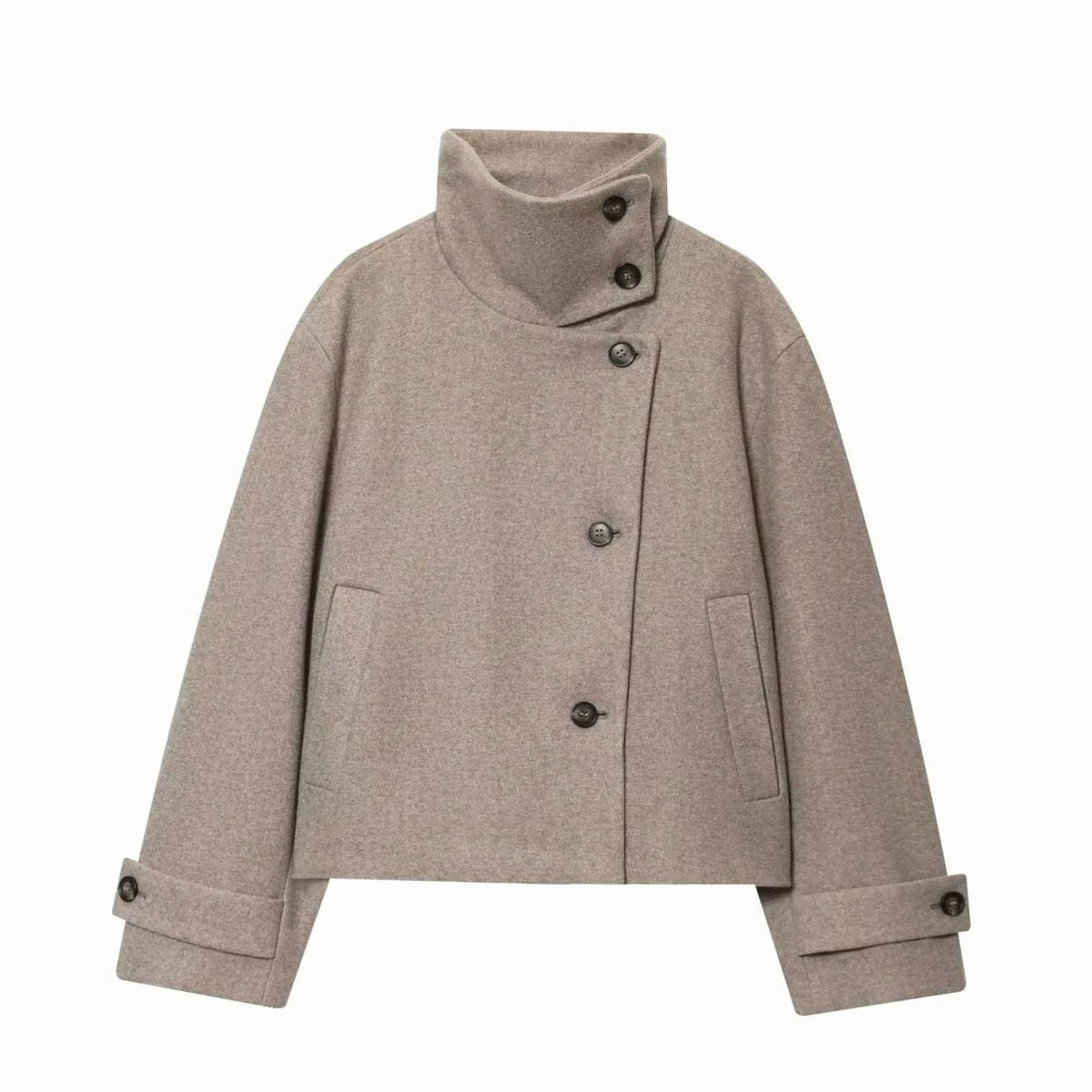 Camila | Women's Vintage High-Neck Stand Collar Wool-Blend Coat