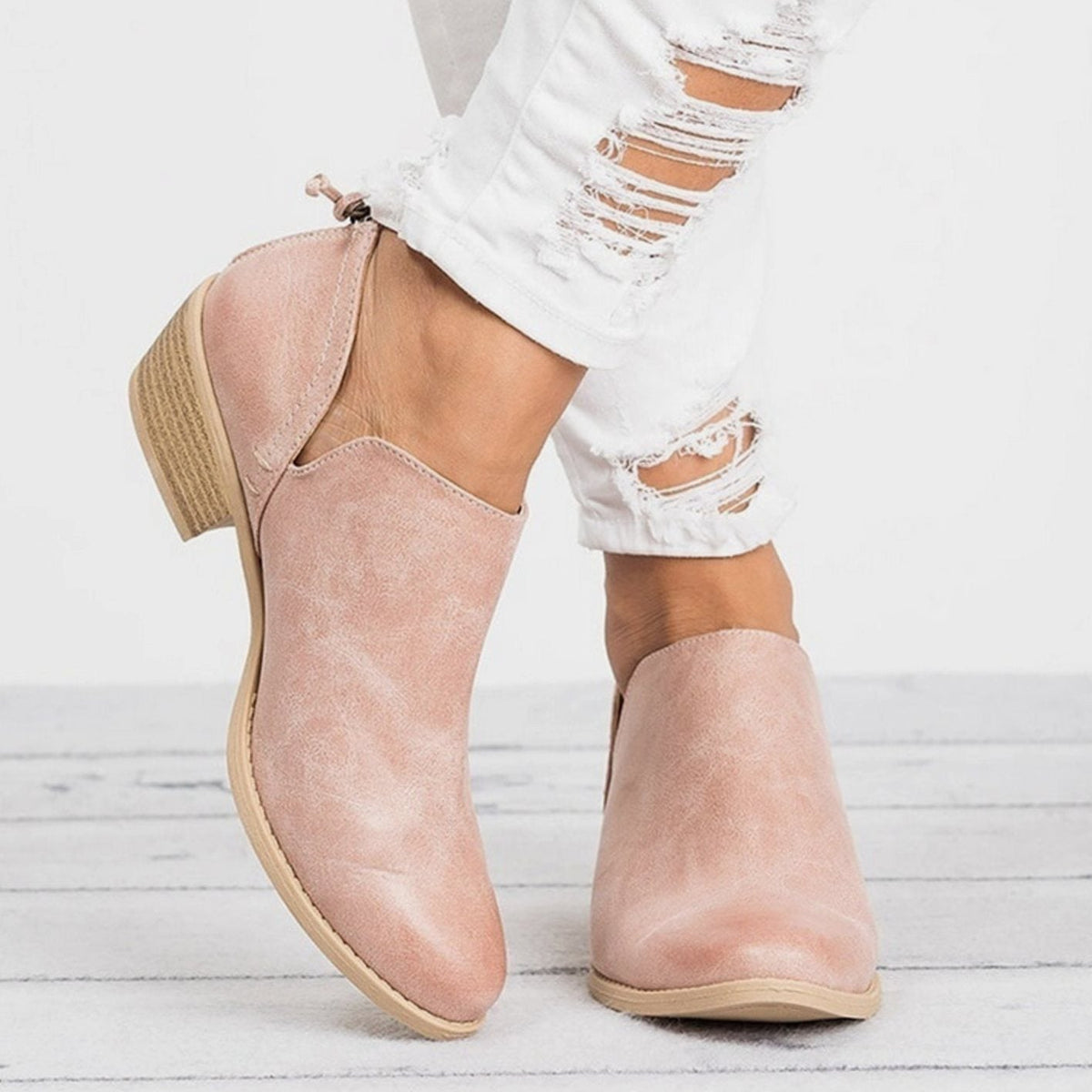 Eleanor | Women's Vintage Slip-On Block Heel Ankle Boots