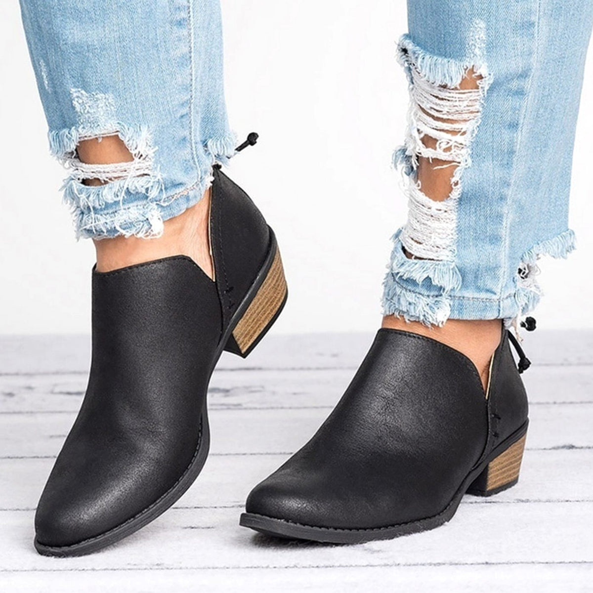Eleanor | Women's Vintage Slip-On Block Heel Ankle Boots