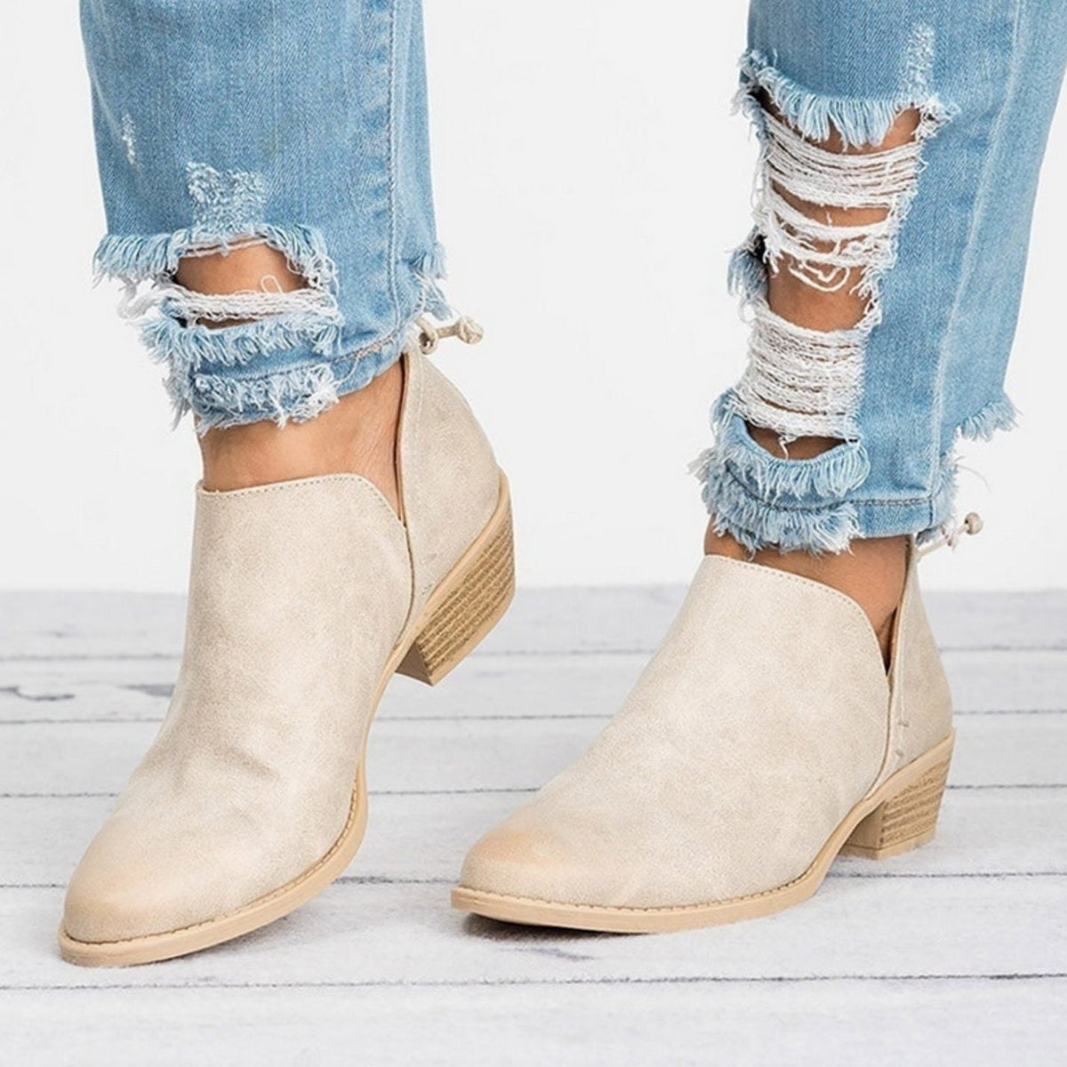 Eleanor | Women's Vintage Slip-On Block Heel Ankle Boots