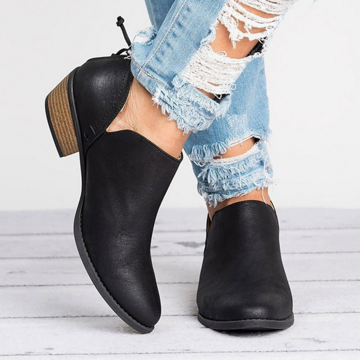 Eleanor | Women's Vintage Slip-On Block Heel Ankle Boots