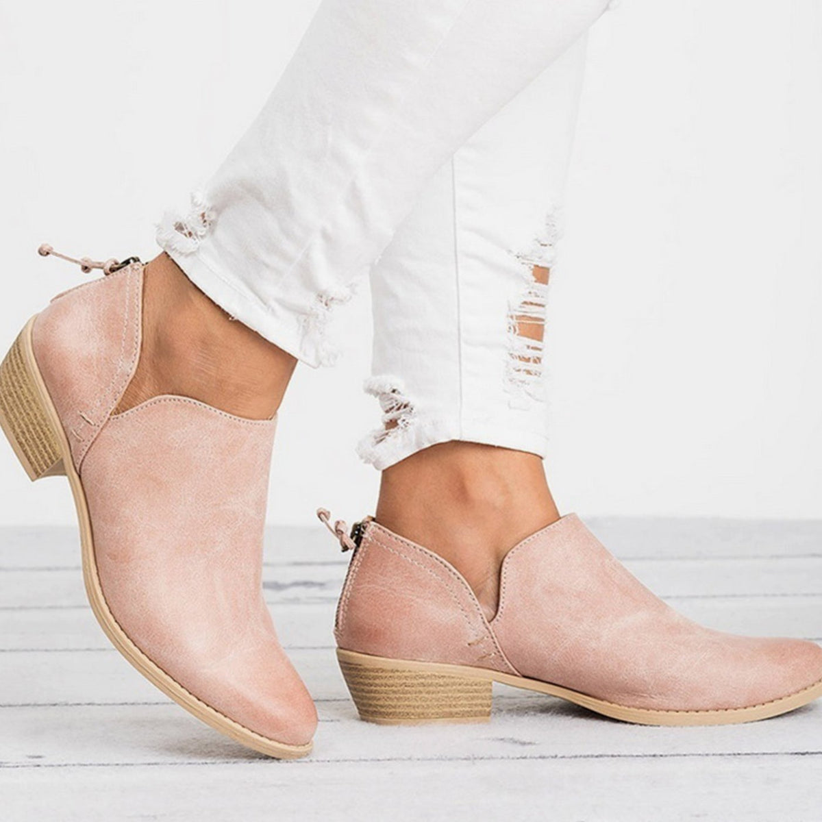 Eleanor | Women's Vintage Slip-On Block Heel Ankle Boots