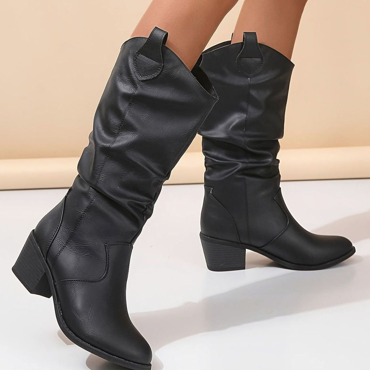 Sophia | Women's Wide-Calf Flat-Heel Pull-On Western Knee-High Boots