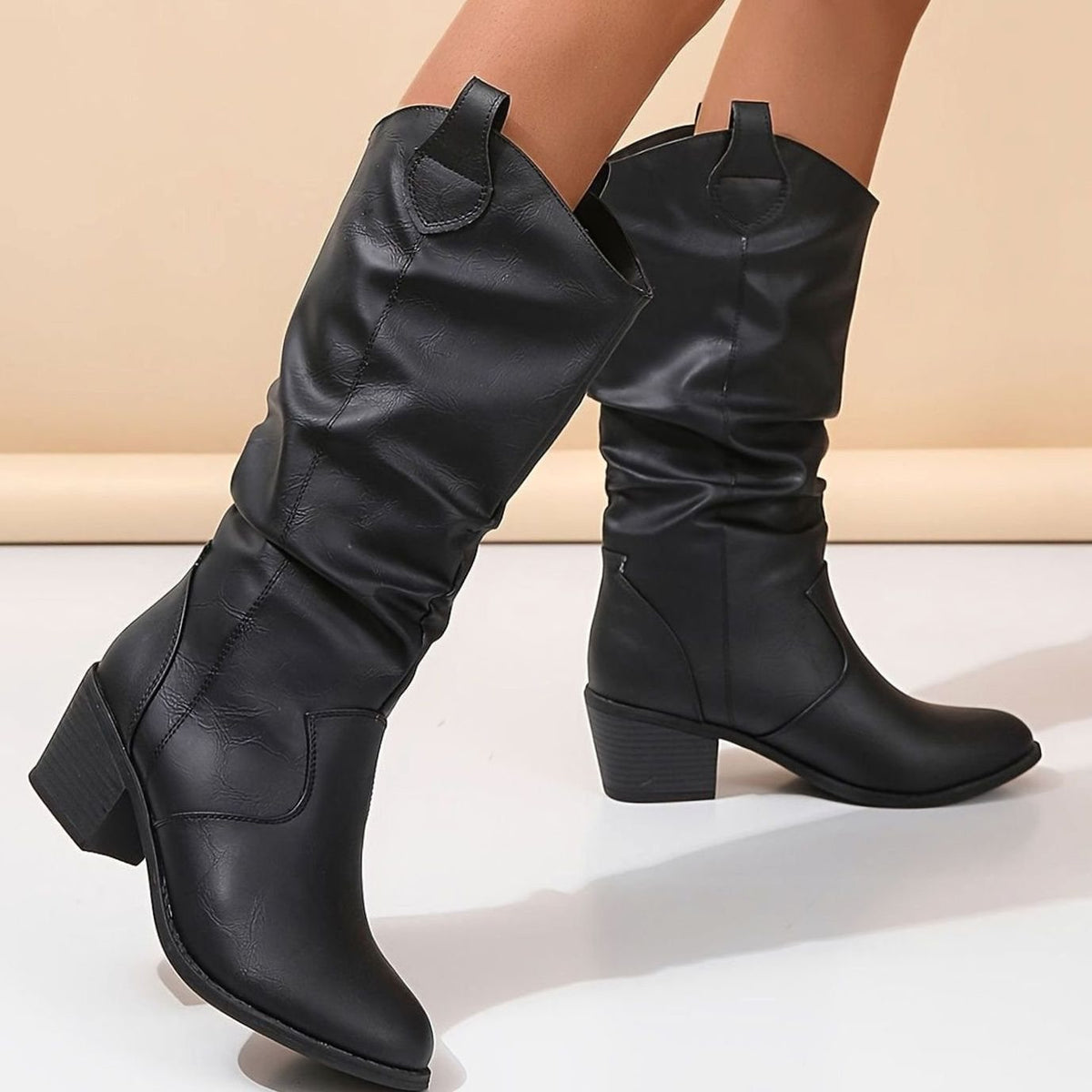Sophia | Women's Wide-Calf Flat-Heel Pull-On Western Knee-High Boots