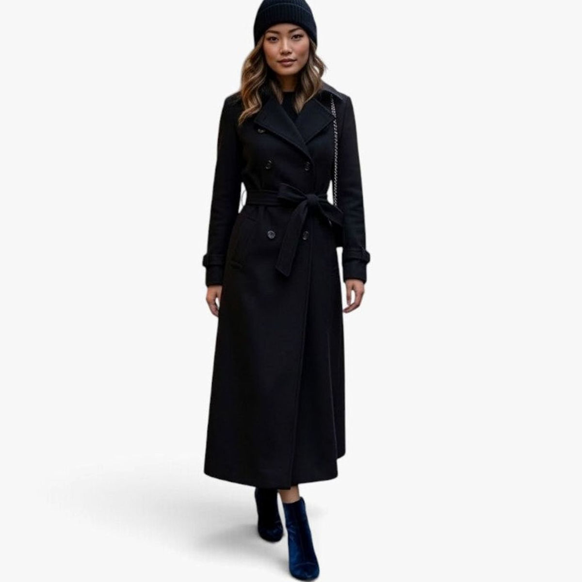 Layla | Women's Wool-Blend Lapel Collar Button-Front Long Coat