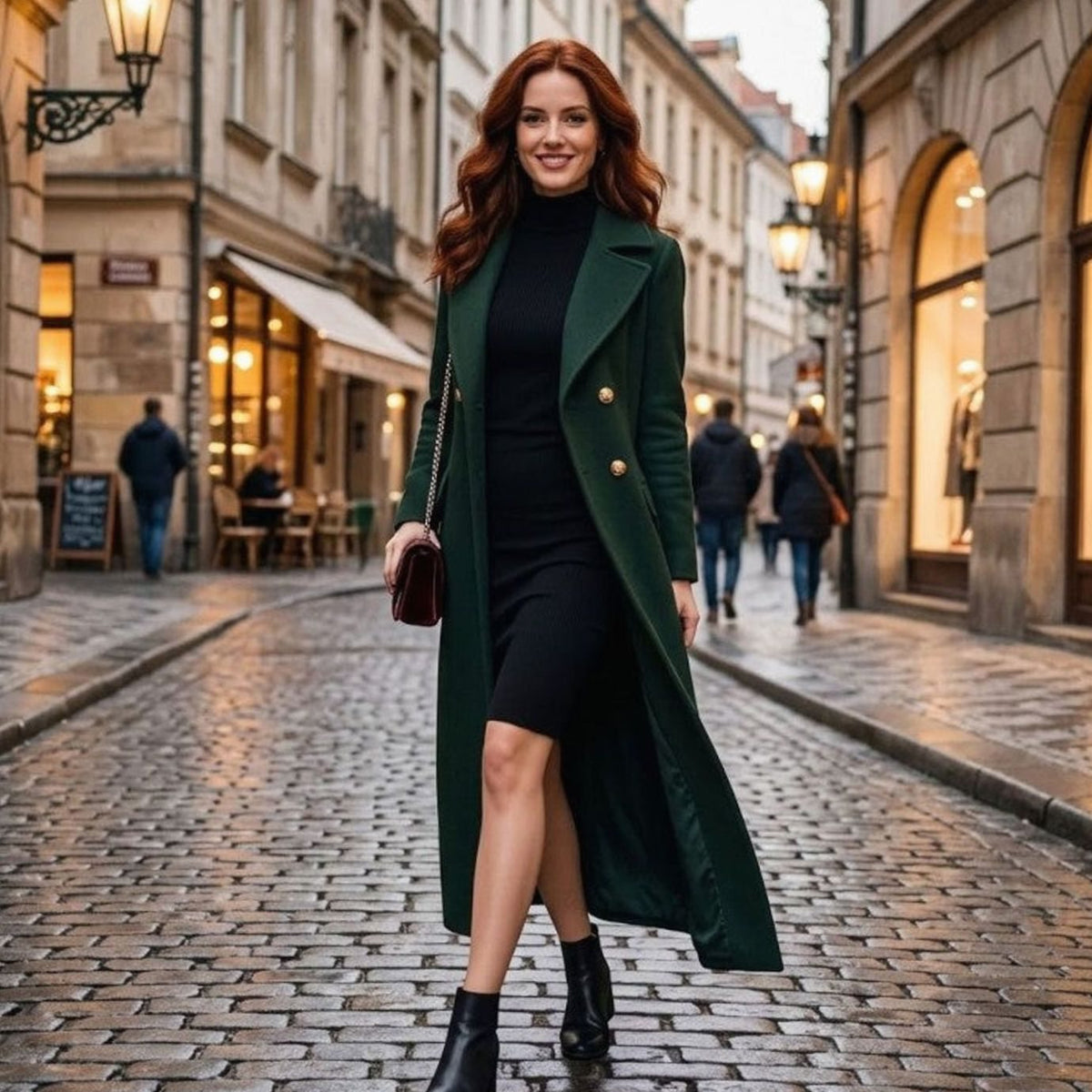 Layla | Women's Wool-Blend Lapel Collar Button-Front Long Coat