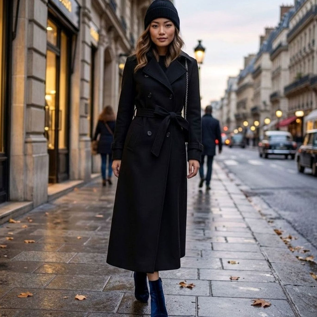 Layla | Women's Wool-Blend Lapel Collar Button-Front Long Coat